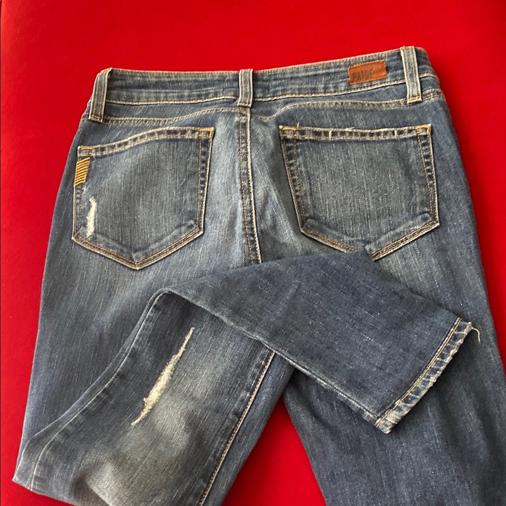 PAIGE Blue Skinny Jeans with Distressed Details - Picture 8 of 9
